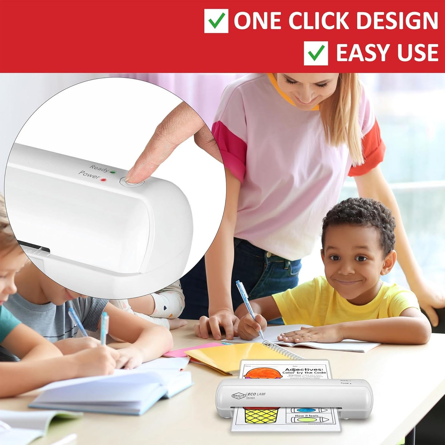 SINCHI 9-Inch Thermal Laminator, 3–5 Mil, 3-Min Warm-Up, Compact Lamination Machine with 10 Pouches, Jam Release Lever, Auto Shut-Off, One-Touch Operation for Home, Office, School