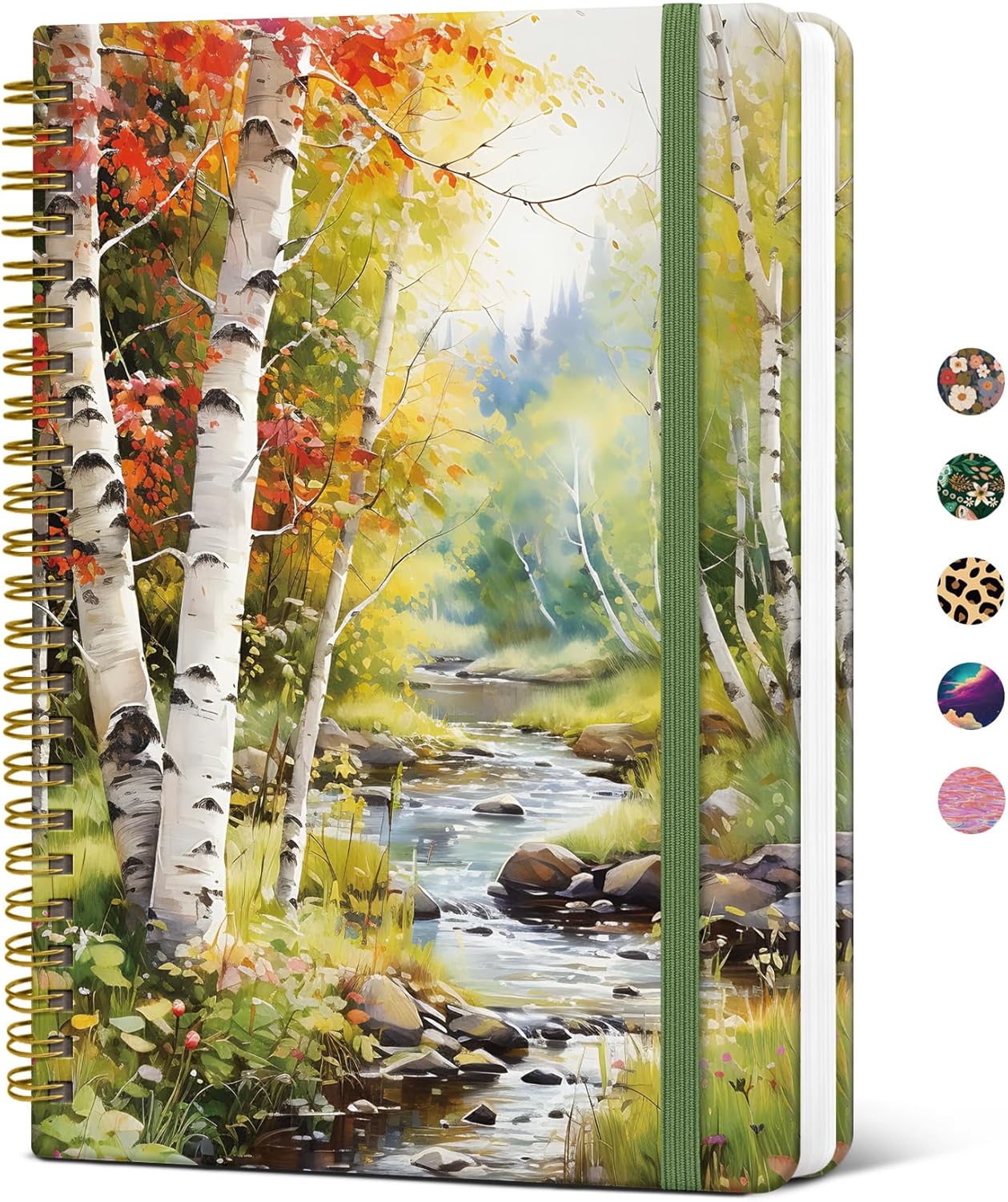 Lined Spiral Journal Notebook for Women, Cute A5 College Ruled Hardcover Notebook for Work & Note Taking, Aesthetic Pretty Journal for Writing, 140 Pages, Autumn Creek