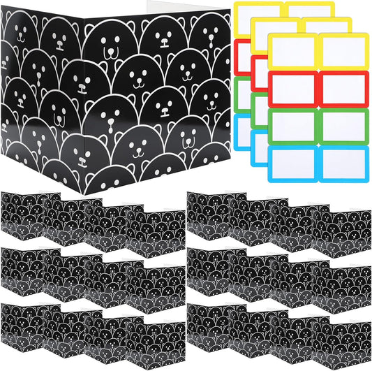 Crtiin 24 Pcs Privacy Boards Desk Privacy Folders Standard Privacy Board School Privacy Cardboard Board Desk Dividers for Student Desks Reduces Distractions Keep Eyes from Wandering (Black)