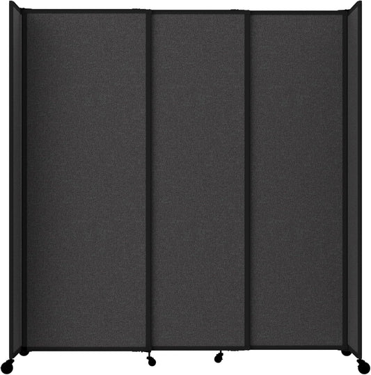 Versare Straightwall Sliding Portable Wall Partition | Freestanding Office Dividers | Locking Wheels | Temporary Room Separator | 7'2'' Wide x 7'6'' Tall Charcoal Gray Fabric Panels