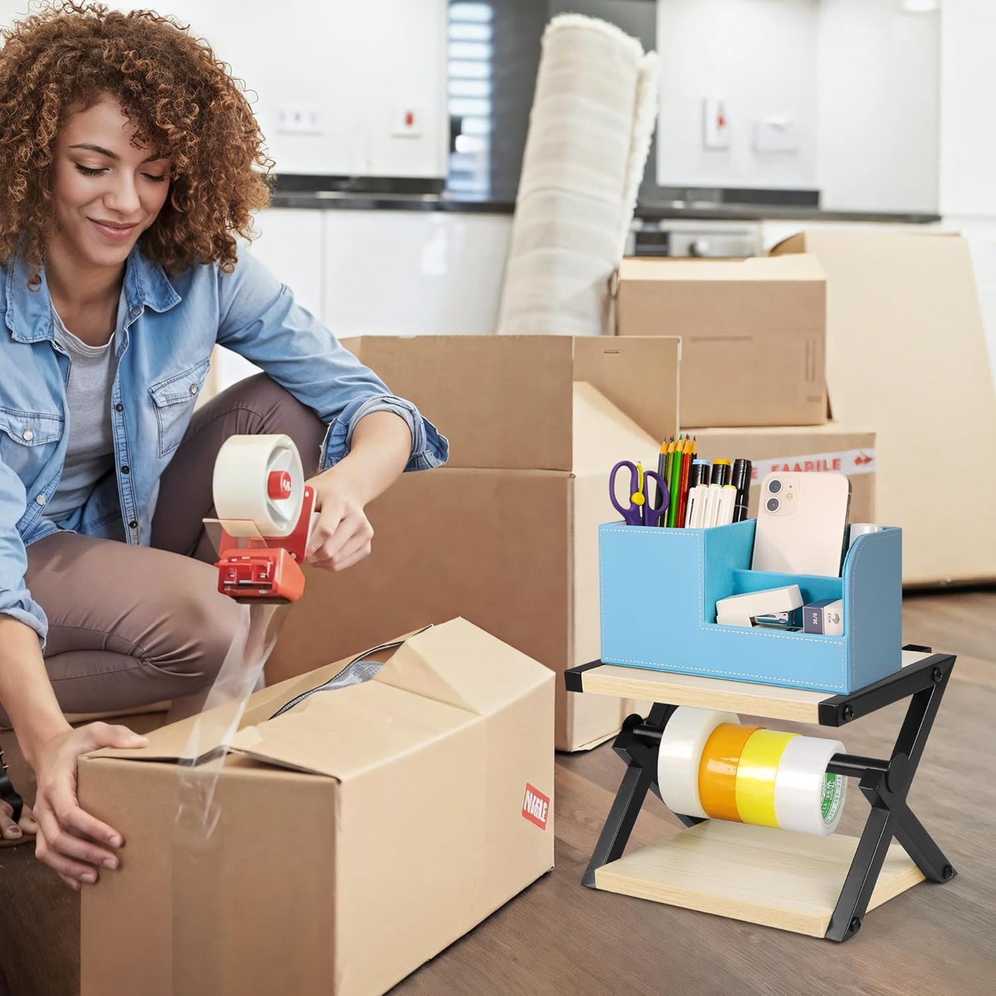 Label Holder for Rolls and Fan-Fold Labels, Shipping Thermal Label Holder for Thermal Printer, Desktop Label Printer Accessory Supplies for Home, Office, Small Business