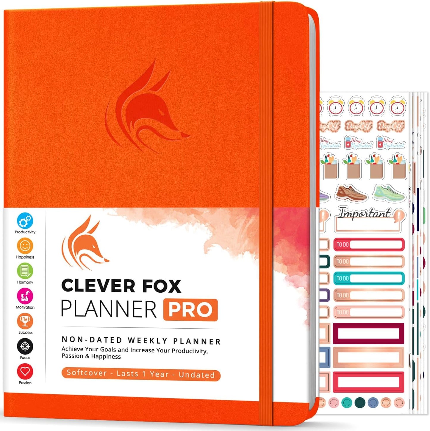 Clever Fox Planner PRO – Weekly & Monthly Life Planner to Increase Productivity, Time Management and Hit Your Goals, 8.5x11″ (Orange)
