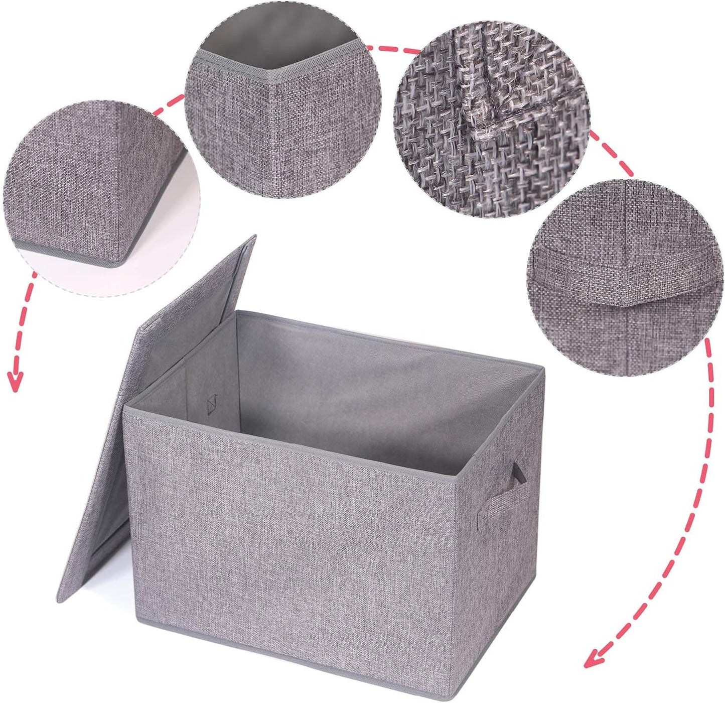 4 Pack Large Foldable Storage Box with Lids Fabric Storage Cube Organizer Cloth Containers Bins Baskets for Closet Clothes Clothing Bed Room