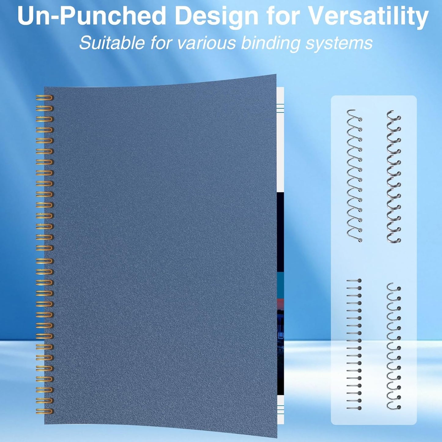 Ndsox 100 Pack 12 Mil Binding Presentation Covers Sand-Textured Polycover Report Covers for Letter Size Document Binding, Business Proposals, 8-1/2 x 11 Inches, Un-Punched, Square Corners, Blue
