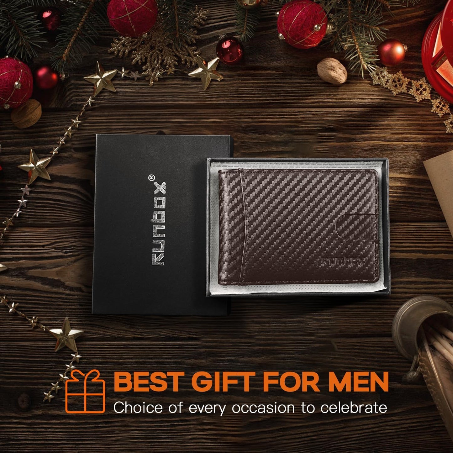 Slim Wallet for Men Genuine Leather RFID Blocking Bifold Minimalist Front Pocket Mens Wallet with Money Clip Thin Gift Box