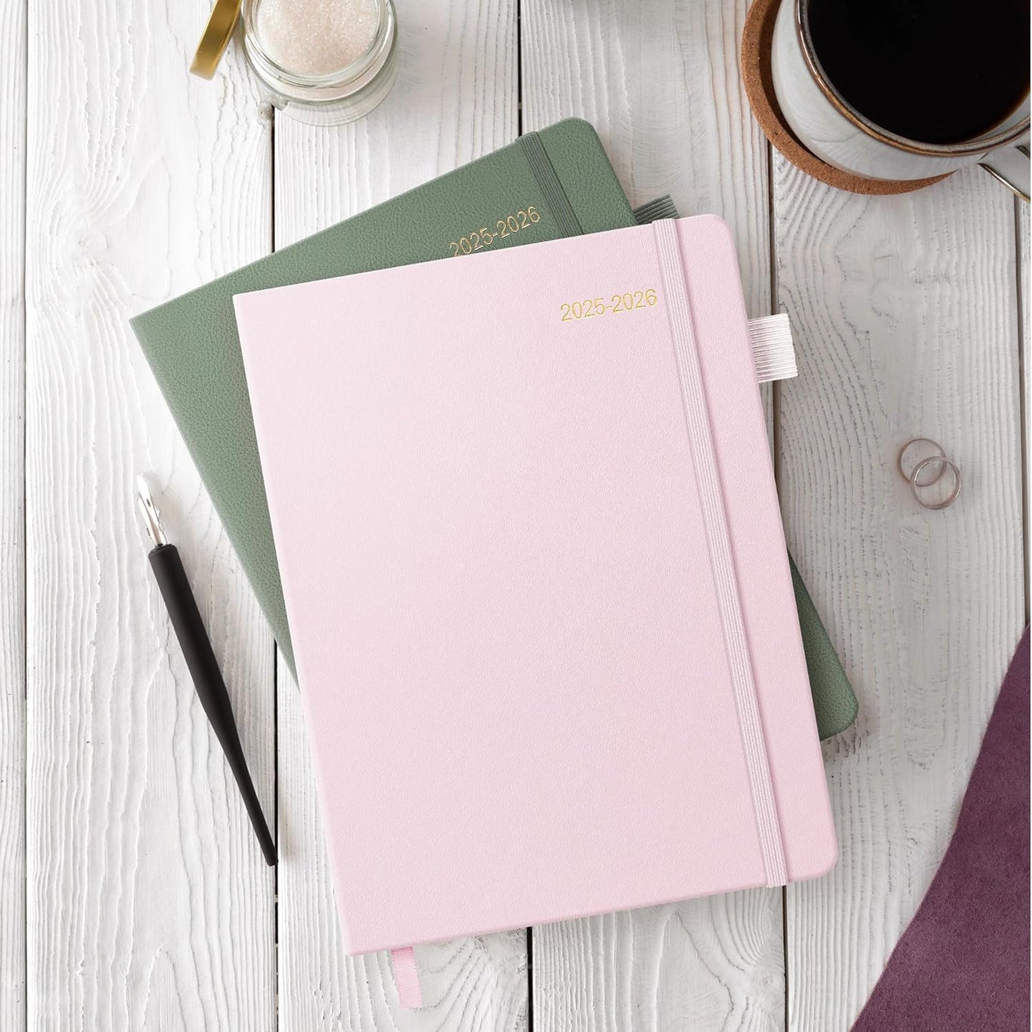 2025-2026 Planner for Women, Lather Weekly & Monthly Organizer, July 2025-June 2026, Hardcover with Gold Foil, Tabs, and Inspirational Pages - Ideal for Professionals, Pink
