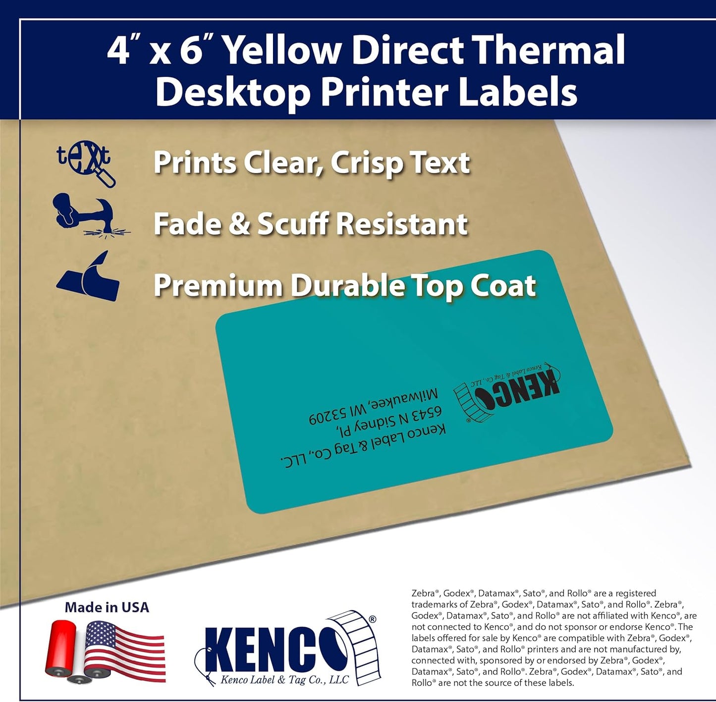 4" X 6" Direct Thermal Perforated Stickers Labels for Shipping Labels, Inventory, and Color Coding - Compatible with Zebra, Rollo, Godex and More (Teal, 48 Rolls)
