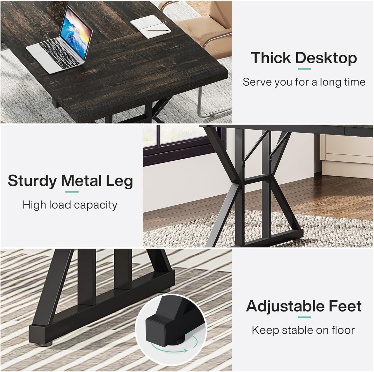 Tribesigns 70.8-Inch Executive Desk, Large Computer Office Desk Workstation, Modern Simple Style Laptop Desk Study Writing Table Business Furniture for Home Office (Black Oak, 70.8 Inch)