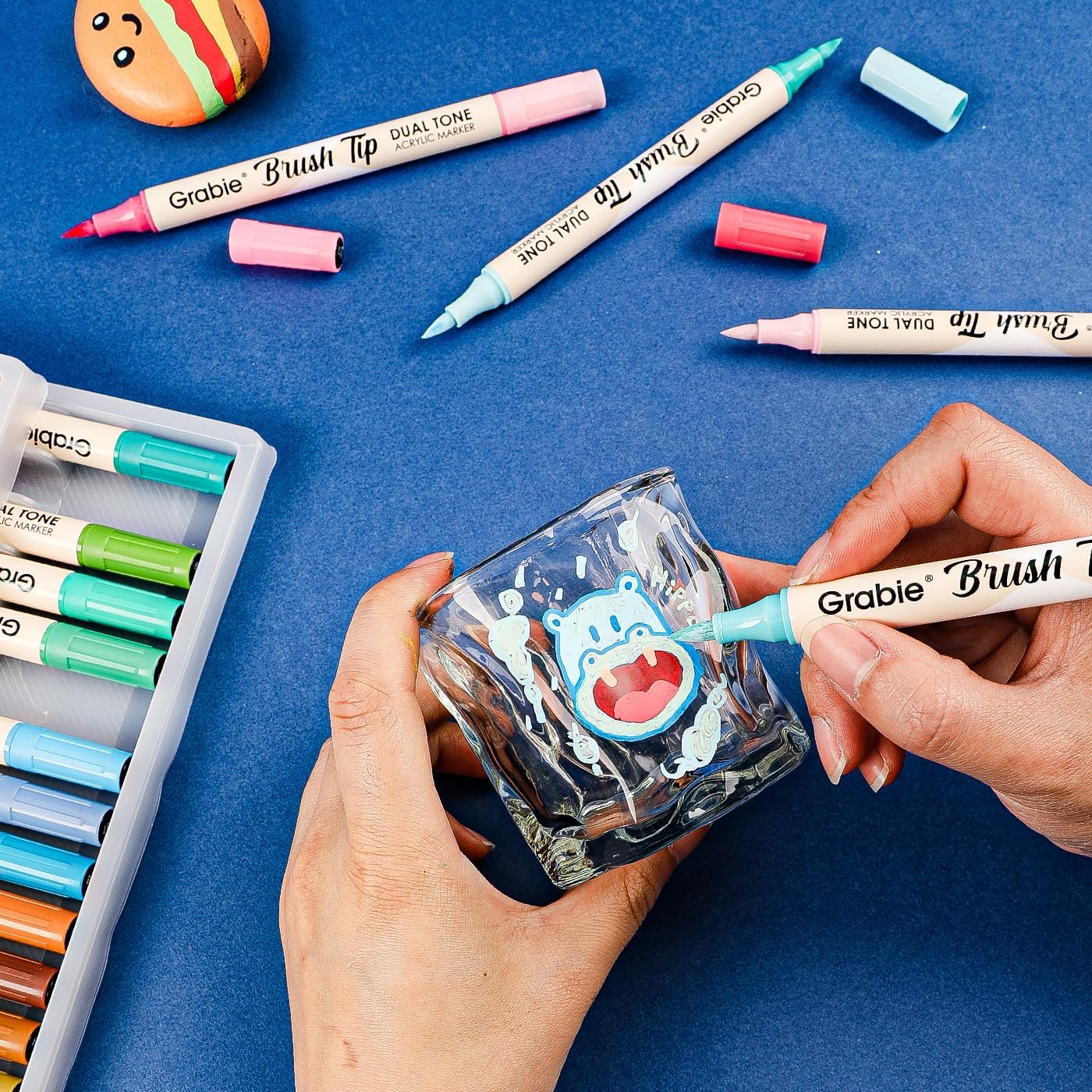 Grabie 72 Colors Acrylic Paint Markers, Soft Brush Tip Acrylic Markers Set, Paint Pens for Wood, Fabric, Canvas, Glass, Stone, Canvas, Rock Painting and DIY Crafts Art Supplies