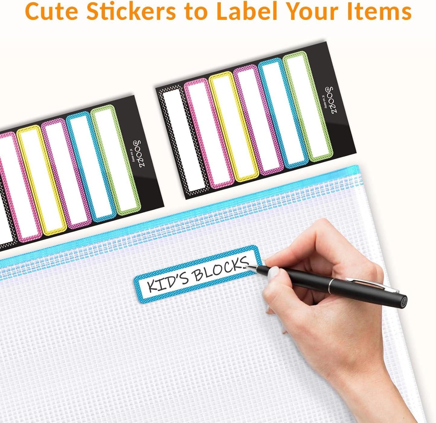 Sooez 36 Pack Mesh Zipper Pouch with Sticky Labels, A4 Mesh Bags for Board Game Puzzles Organization Storage, Durable Letter Size File Folders Organizer for Teacher School Classroom Office Supplies