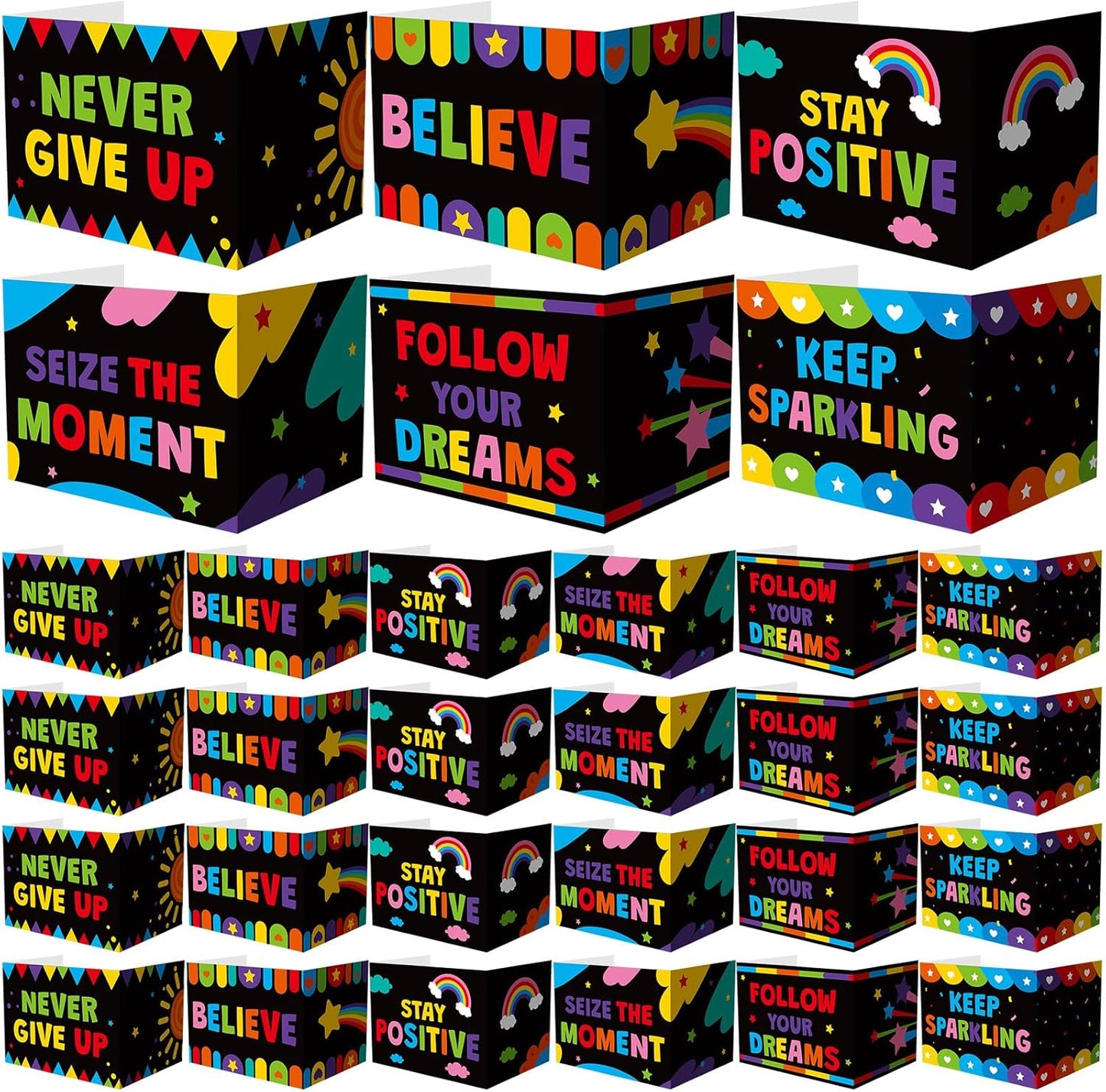 Honoson 24 Pcs Bulk Inspirational Privacy Folders for Students Cardboard Test Privacy Boards Motivational Words Desk Dividers Shield for Classroom School Study Supplies, 6 Styles(Colorful)