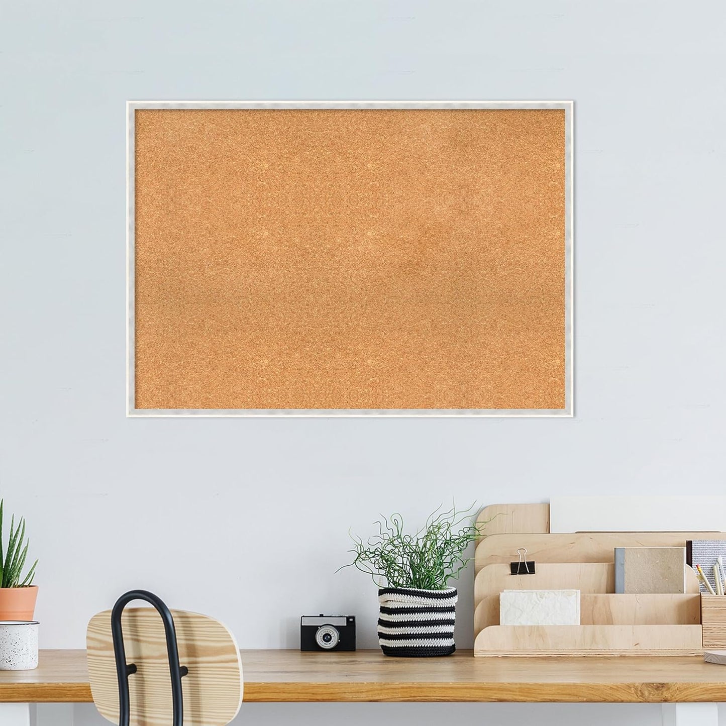 Amanti Art Natural Cork Board for Wall, 29x41 Vision Board with White Frame, X-Large Corkboard Office Decor for Home Organization, Modern Corkboard Pinboard to Display Items for Home Organization in