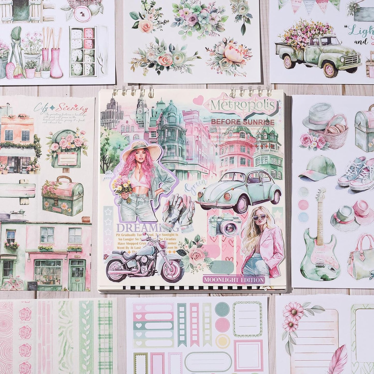 YagCu Journaling Stickers, Breezy Holiday Scrapbook Sticker Book, Junk Journal Supplies, Pre-Cut Aesthetic Scrapbooking for Adults, Decorative Ephemera Bullet Planner Arts Craft Collage