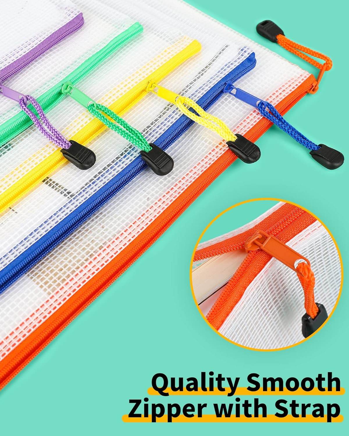 Smarpau 32pcs Zipper Pouch, 8 Sizes 8 Colors Mesh Zipper Pouches for Organizing, Waterproof Plastic Zipper Storage Bags for Board Game Storage, Travel, Office Supplies