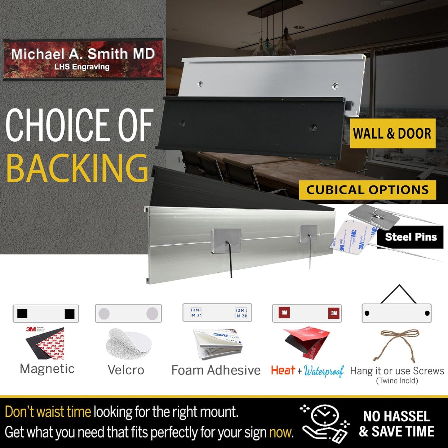 Engraved Name Plates for Door Sign Personalized Cranberry Marble Pattern Plastic Plaque with White Letters - Made in USA 2x6 S5