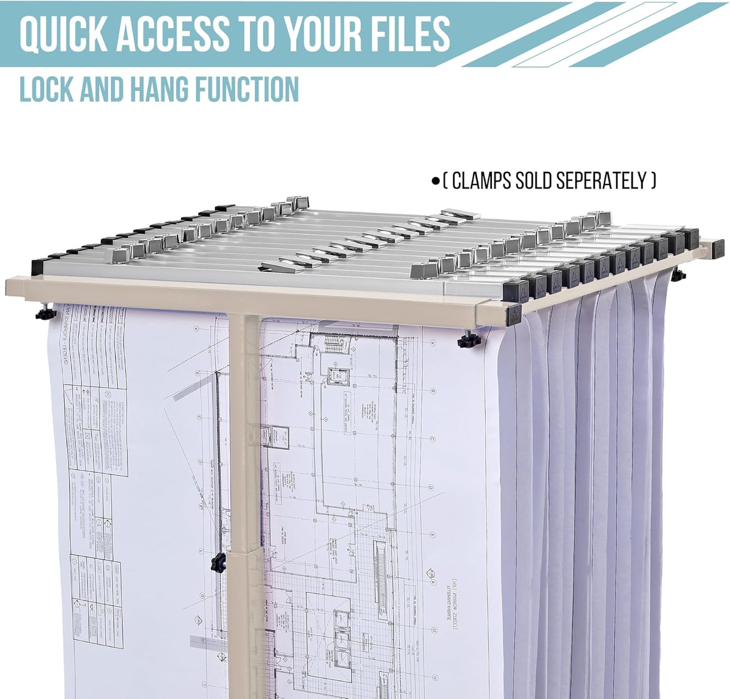 Adir Mobile Blueprint Storage Rack - Adjustable and Portable Vertical Blueprint Holder for Plans, Maps, Posters and Drawings. File Organizer Stand for Home, Office and Construction Sites
