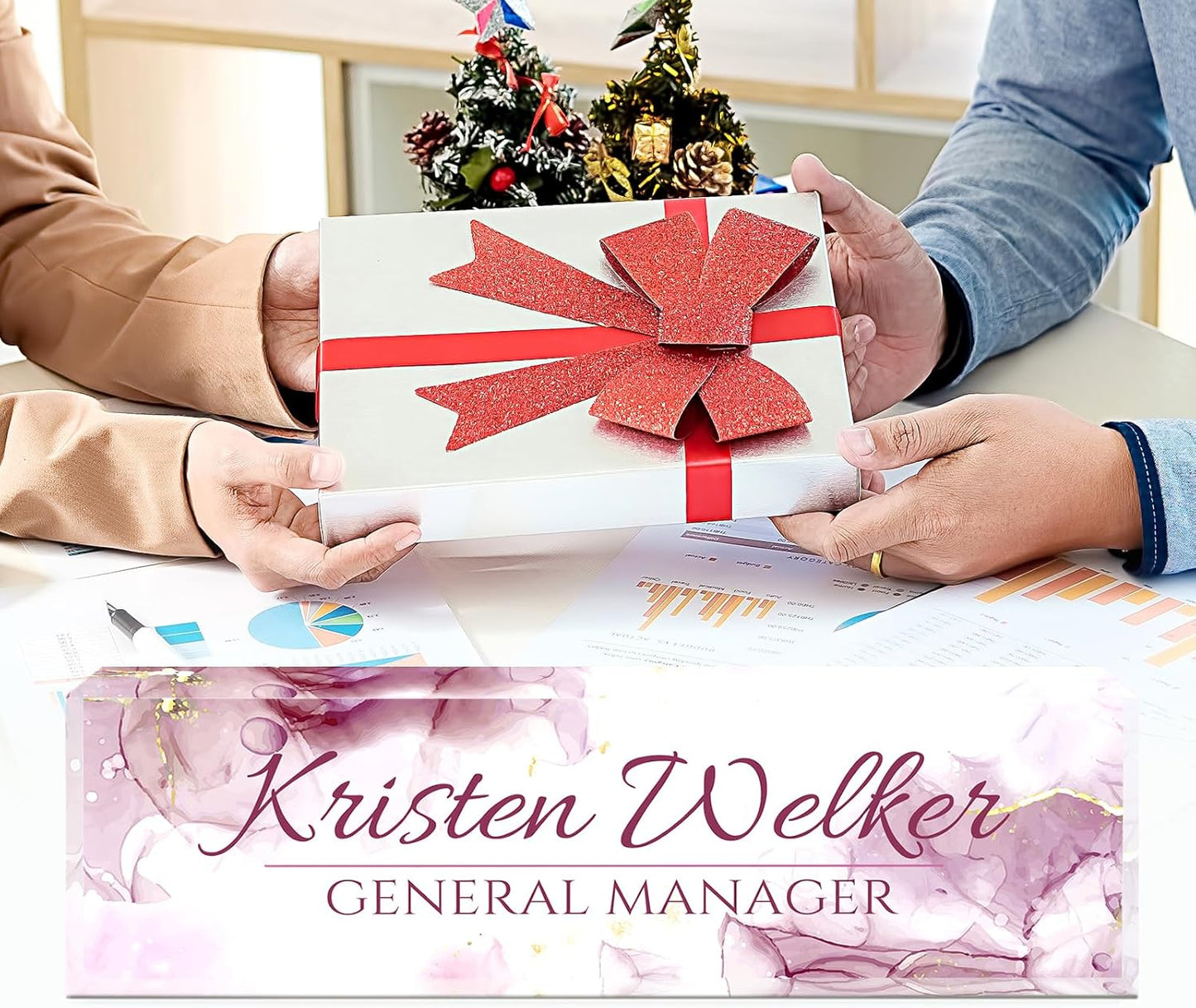 Name Plate for Desk, Desk Name Plate Personalized, Office Decor for Women Men, Acrylic Desktop Accessories, Office Gifts for Boss Nurse Teacher Coworker, Employee Appreciation Gift (Purple Coast)