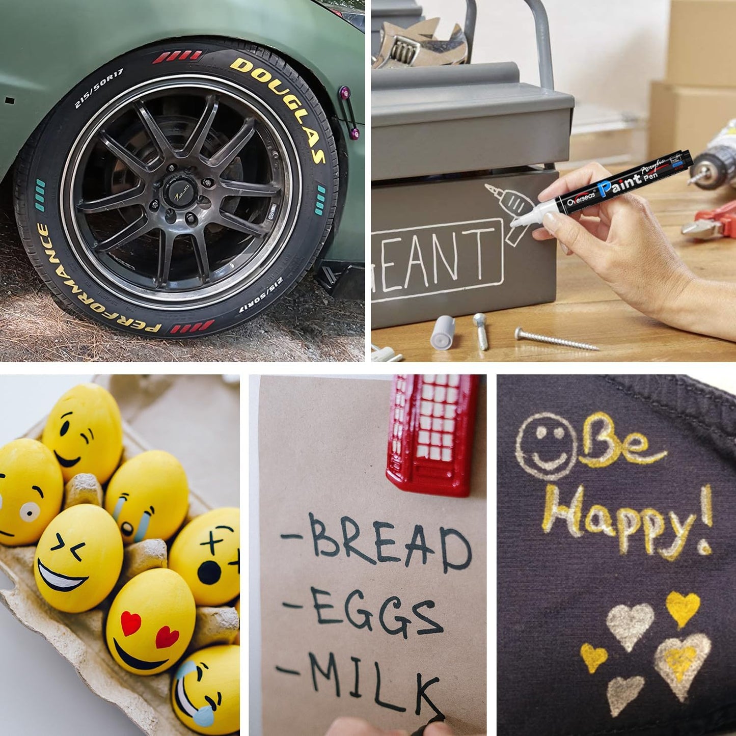 Overseas Red Paint Pens Paint Markers - Permanent Acrylic Markers 12 Pack, Water-Based, Quick Dry, Waterproof Marker Pen for Rock, Wood, Plastic, Metal, Canvas, Glass, Fabric, Mugs. Medium Tip