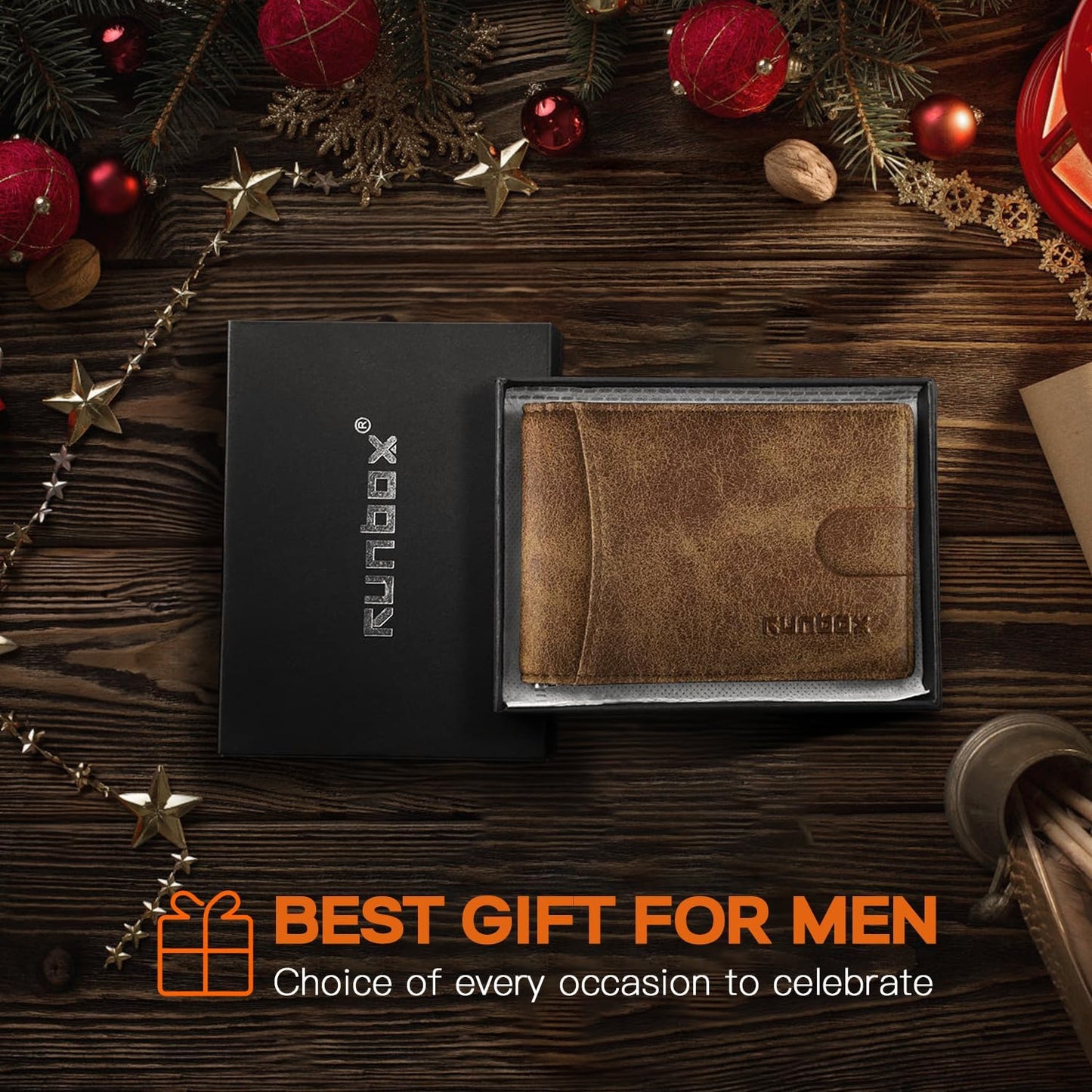 Slim Wallet for Men Genuine Leather RFID Blocking Bifold Minimalist Front Pocket Mens Wallet with Money Clip Thin Gift Box