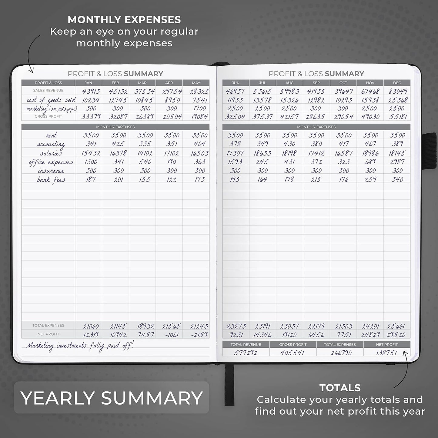 Clever Fox Income & Expense Tracker – Accounting & Bookkeeping Ledger Book for Small Business – 1-Year Record Notebook, A5 (Black)