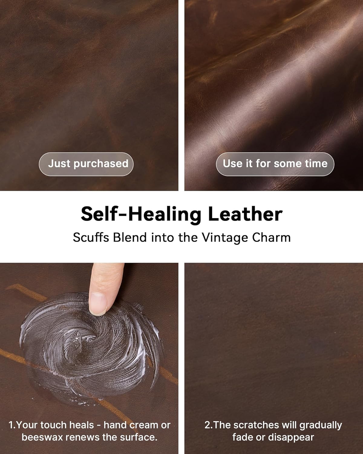 YSAGi Leather Desk Mat, 35.4"x17"Real Leather Desk Pad,3mm Thick Desk Blotter with Stiched line,Oil-Wax Feel Mouse pad and Self-Healing Laptop Pad for Home & Office(Classic Dark Brown)