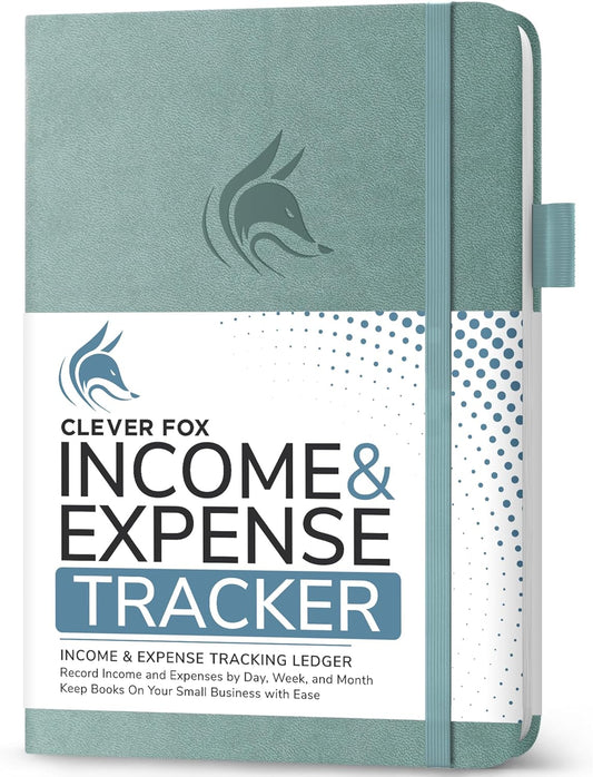 Clever Fox Income & Expense Tracker – Accounting & Bookkeeping Ledger Book for Small Business – 1-Year Record Notebook, A5 (Blue Surf)