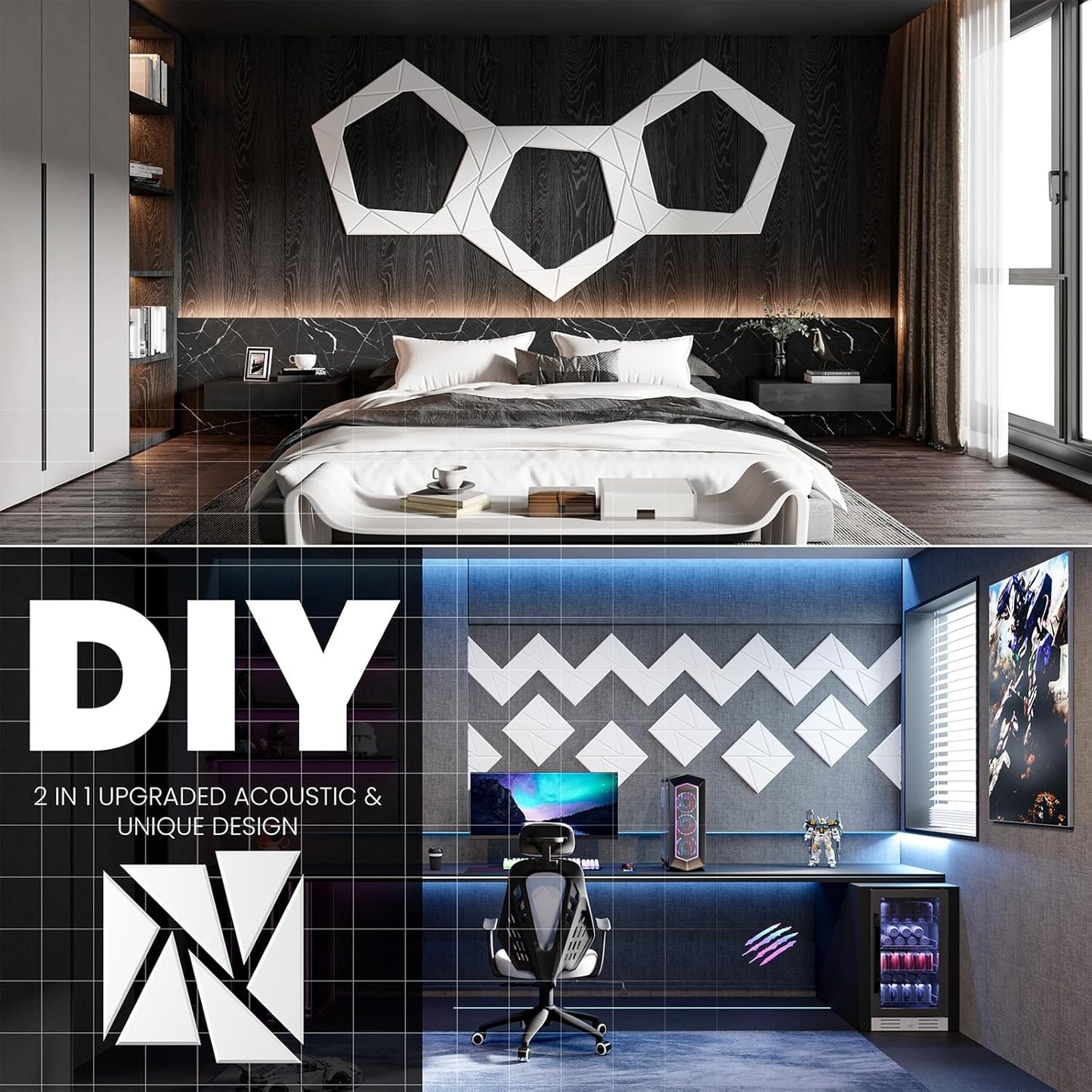 18 pack Acoustic Panels With Self-Adhesive, 12"X 12"X 0.4"Sound Proof Foam Panels, Sound Panels High Density, Soundproof Wall Panels for Home Studio Office-White