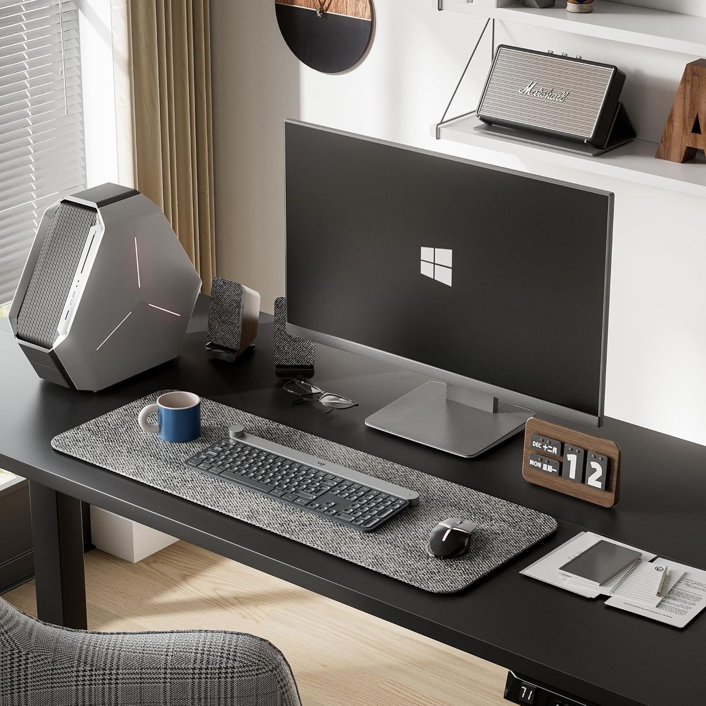 Furmax Electric Standing Desk, 55 x 24 Inches Height Adjustable Desk with Removable Casters, Home Office Computer Desk (Carbon Black)