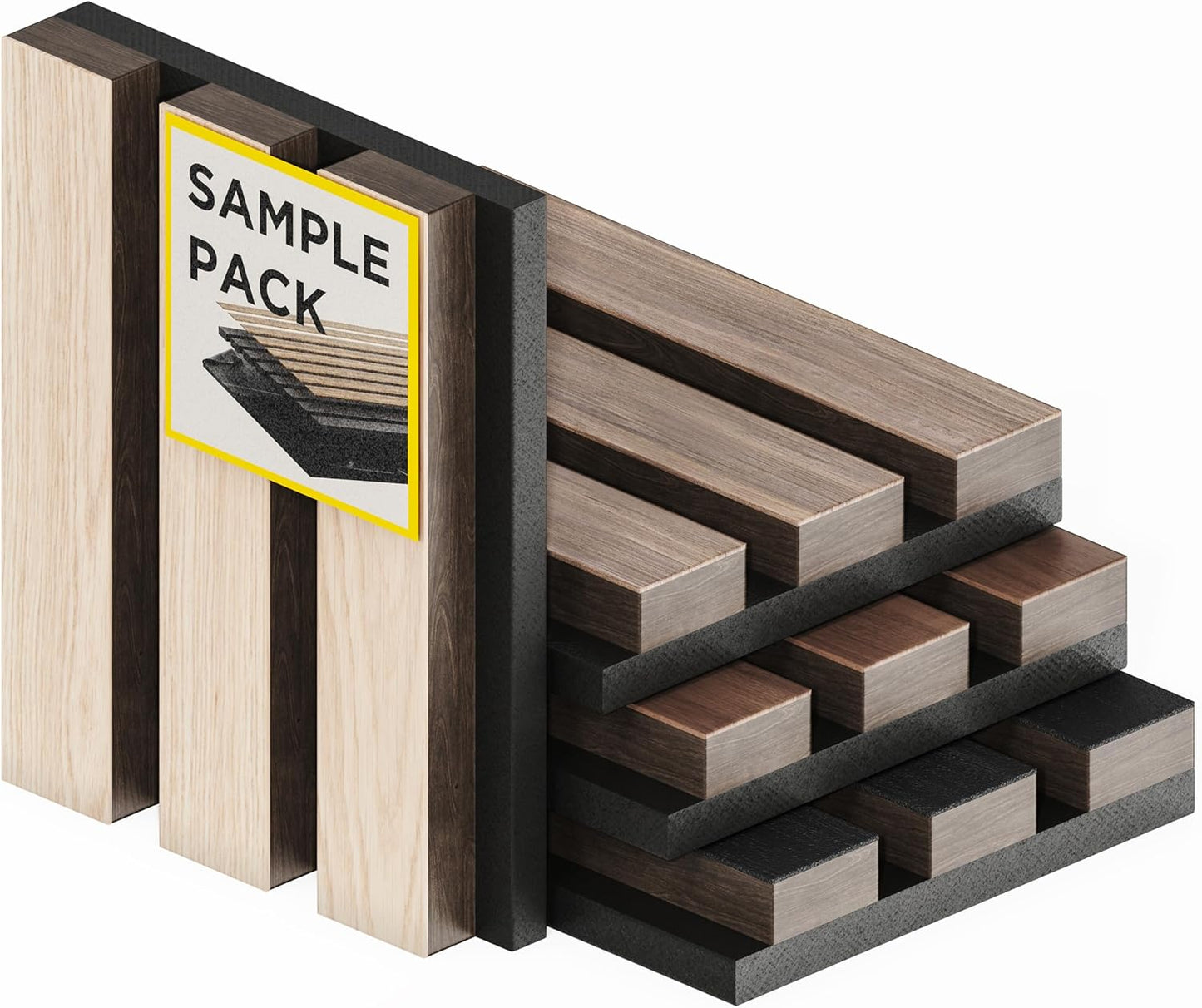 Samples-Pack Acoustic Slat Wall Panels - Soundproof Wood Paneling for Interior Decor