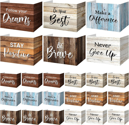 Honoson 24 Pcs Bulk Inspirational Privacy Folders for Students Cardboard Test Privacy Boards Motivational Words Desk Dividers Shield for Classroom School Study Supplies, 6 Styles(Farmhouse)