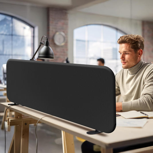 DECOLAB Desk Divider, Movable Desk Panel Privacy Partition for Home Office, Student, Classroom, Study, Free Standing, Scratch Resistance, 48"x18", Midnight