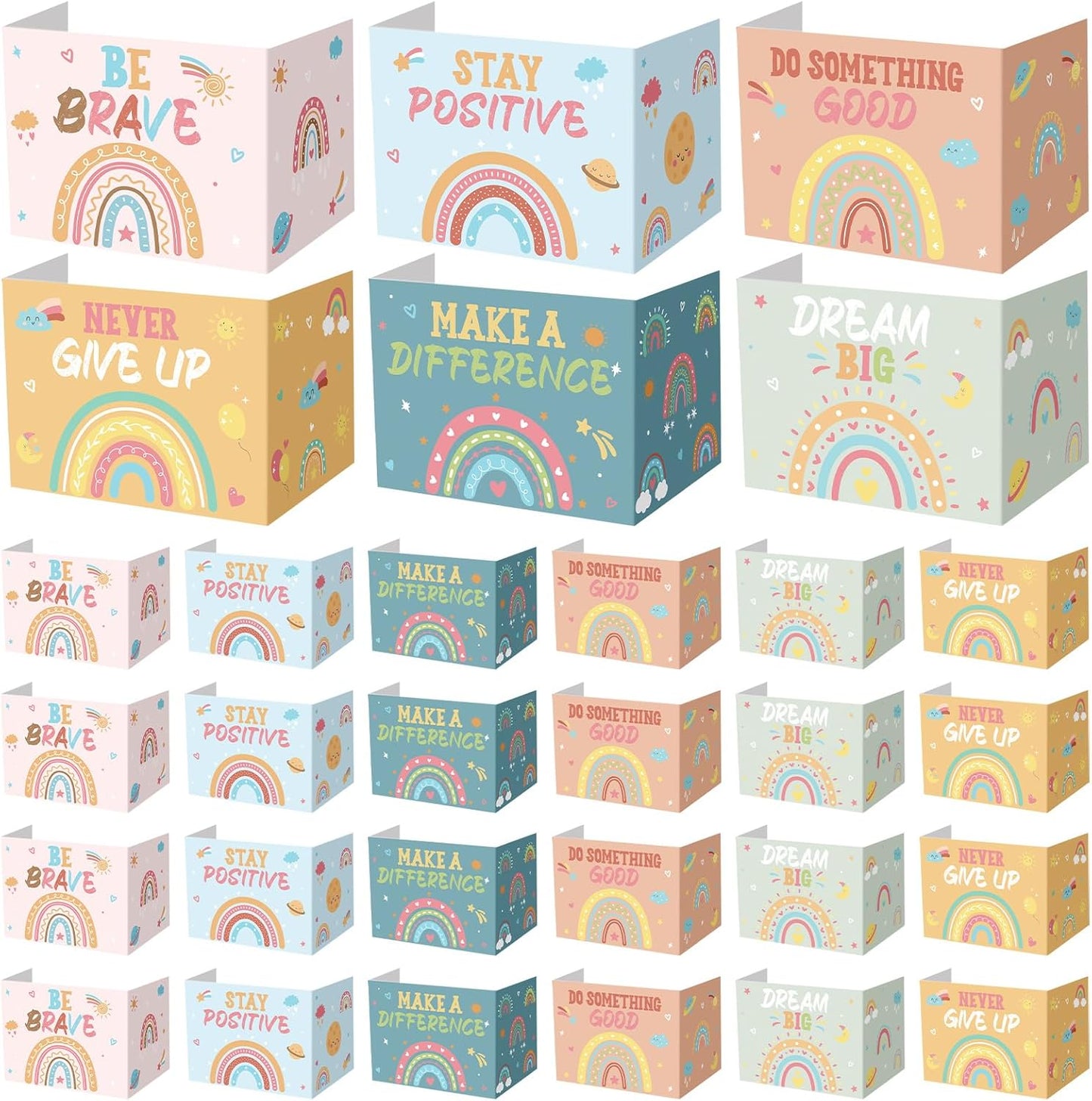 Honoson 24 Pcs Bulk Inspirational Privacy Folders for Students Cardboard Test Privacy Boards Motivational Words Desk Dividers Shield for Classroom School Study Supplies, 6 Styles (Boho)