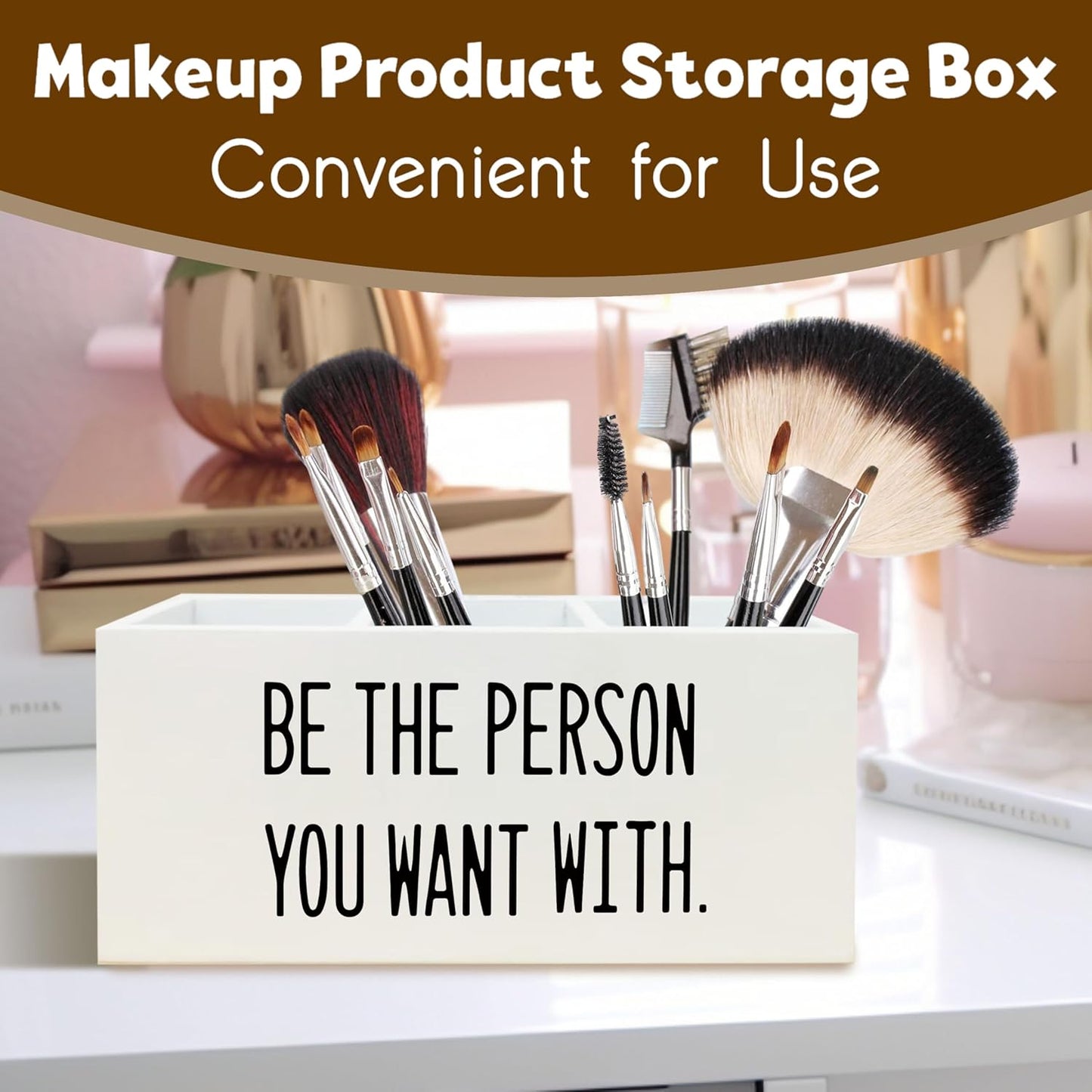 Be the Person You Want With Office Decor Pen Holder for Desk, Motivational Gifts for Human Resources signs, Motivational Wooden Pencil Holder Office Desk Accessories