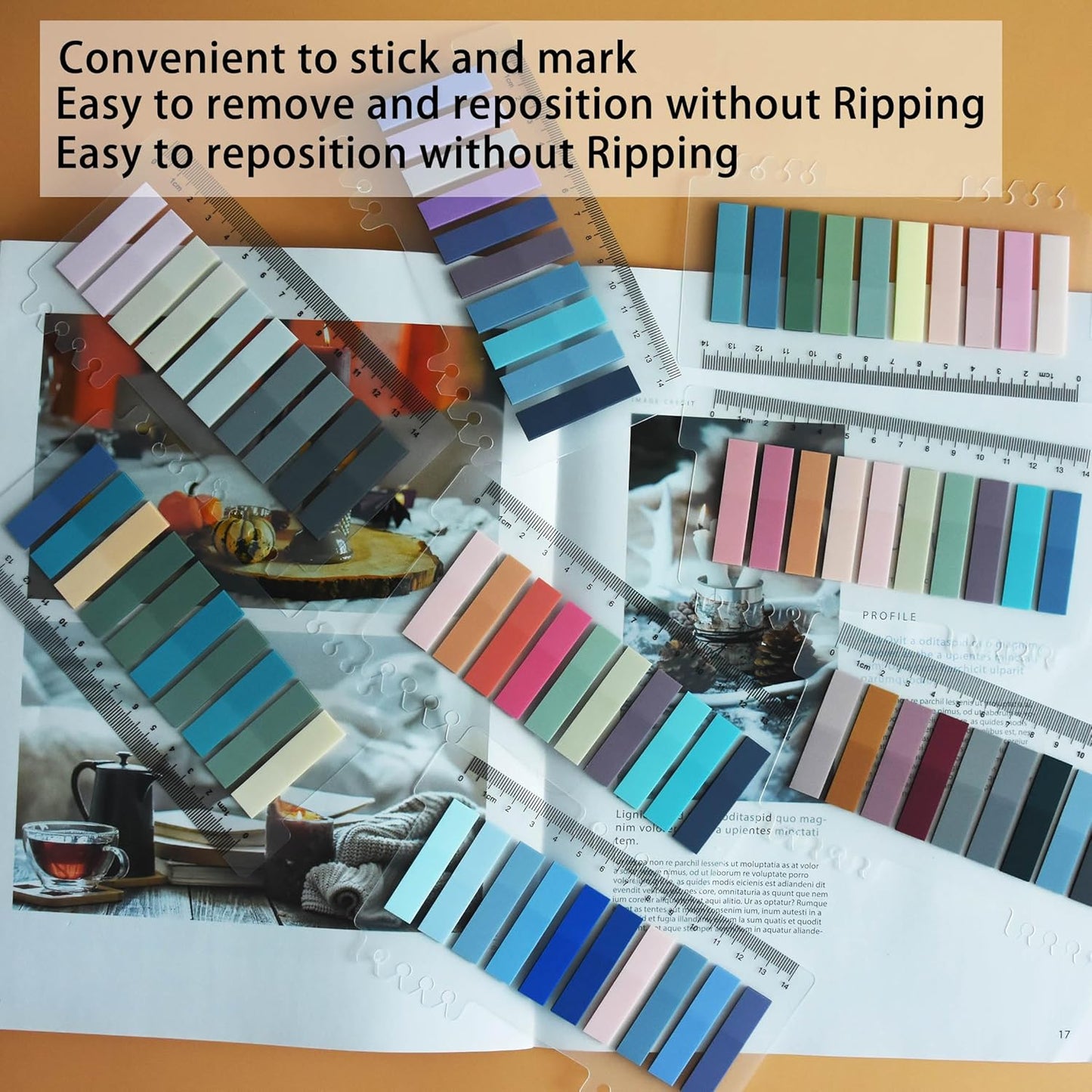 1600pcs Translucent Page Markers,Morandi Sticky Note Tabs with Binders,Repositionable Book Flags Tabs Strip for Annotating Books,Clear Sticky Notes,Page Tabs,Index Tabs