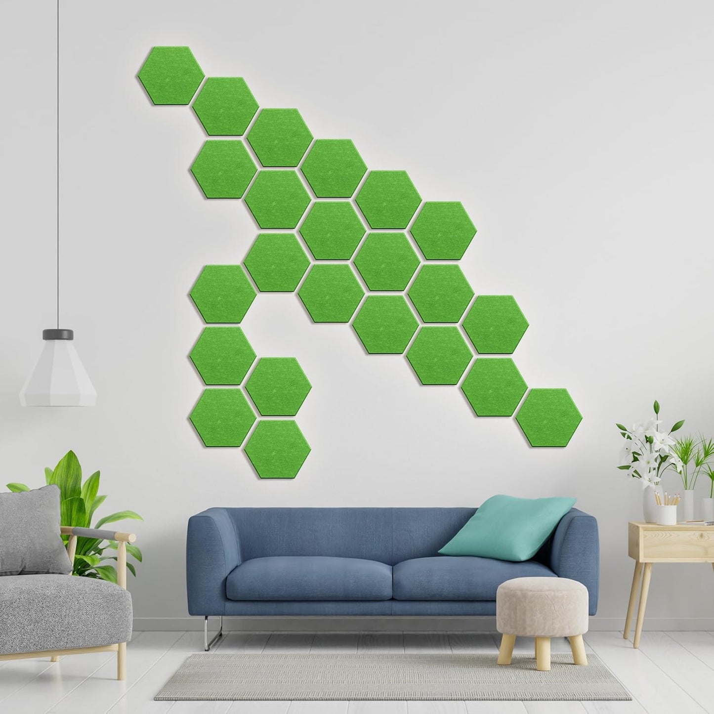 Hexagonal Acoustic Panels-12 Pack High-Density Sound Absorbing Panels 12"X10"X0.4" for Enhanced Noise Reduction, DIY Design, Idea for Studios, Offices, and Home Theaters(Lush Green)