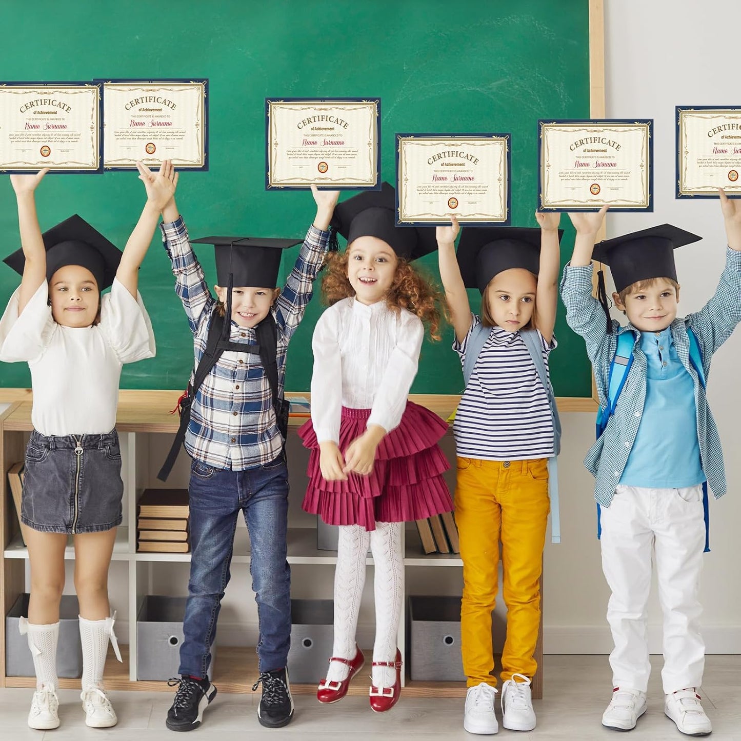 Fainne 250 Pcs Certificate Holder Foil Border Bulk 8.5 x 11 Inch Single Sided Award Diploma Cover for Letter Size Cardstock Document Paper Graduation School Marriage Supplies