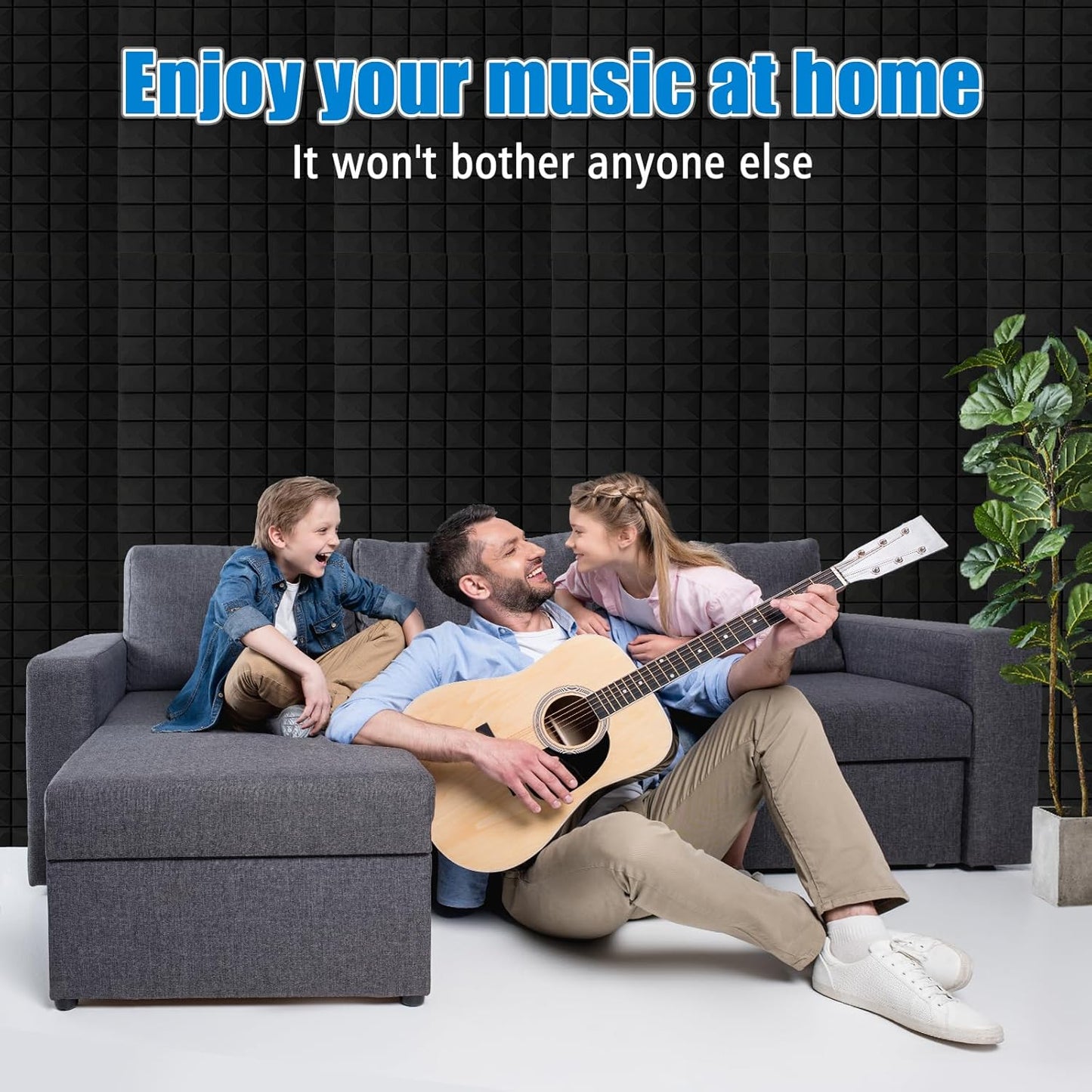 2 Pack Acoustic Panels, 48 x 24 x 2" Sound Proof Foam High Density Studio Wedge Tiles Fire Resistant Acoustic Panels for Home,Office, Recording Room, Studio (Black-2 Pack)