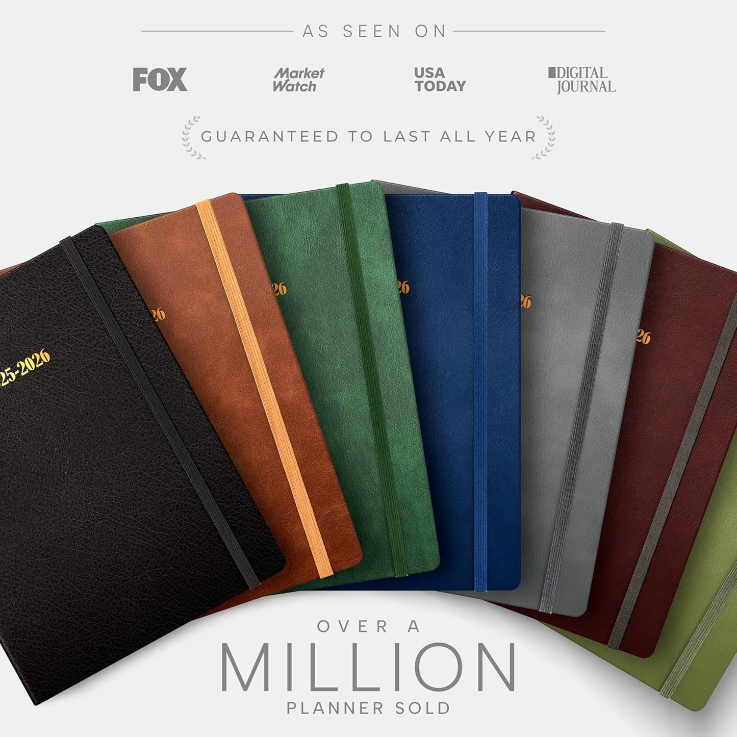 Ensight 2025-2026 HARDCOVER Leather Planner Weekly & Monthly - 6.5x8.5 Inches - Academic Planner Business Personal or Student - Pen Holder, Thick Paper, July 2025 - June 2026 (Grey)