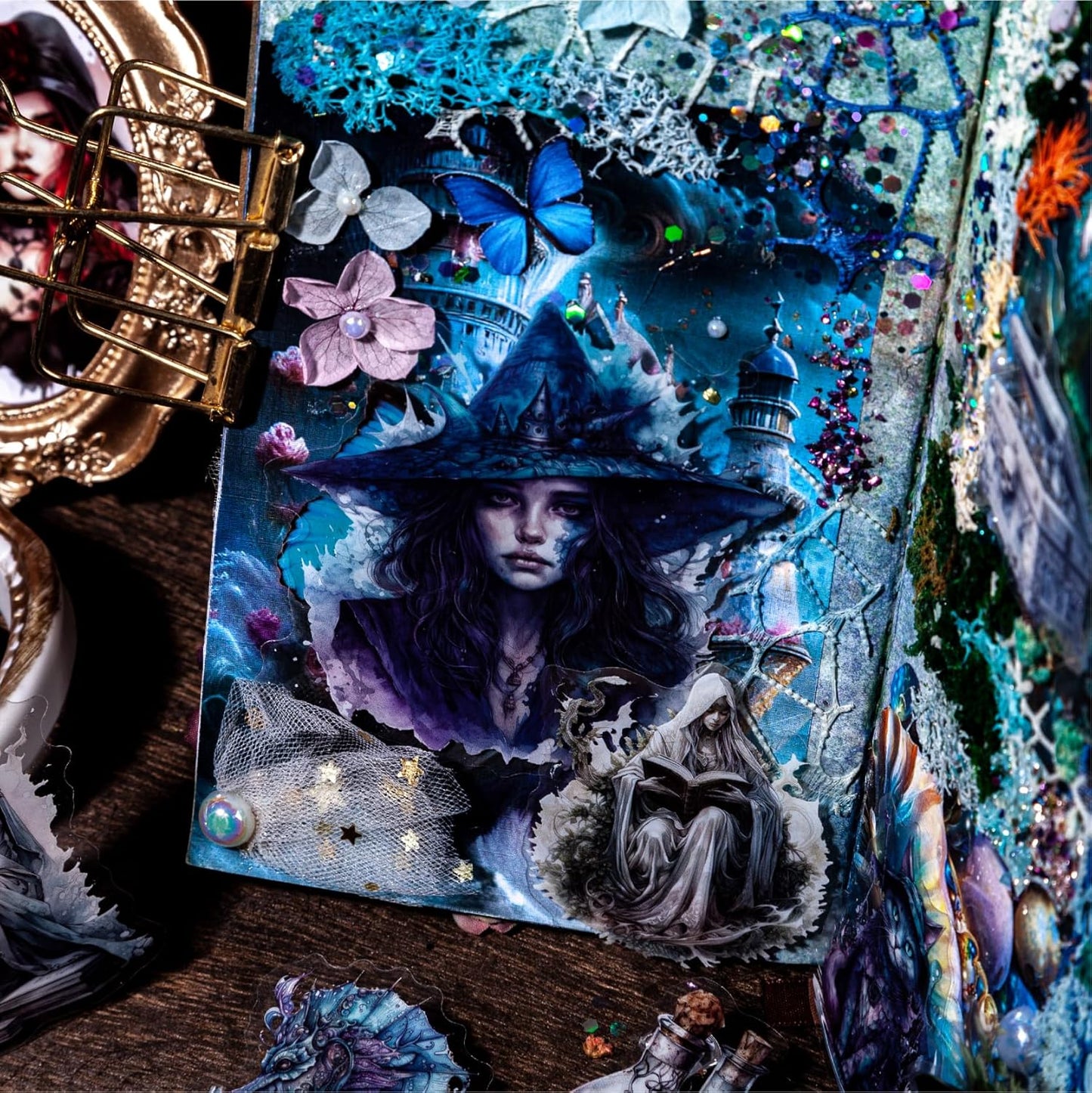 Alideco 120pcs Scrapbook Stickers Witch Girls Tarot People Scrapbooking Junk Journal Crafts Embelishment Decoration Diary Stickers (getenvwu)