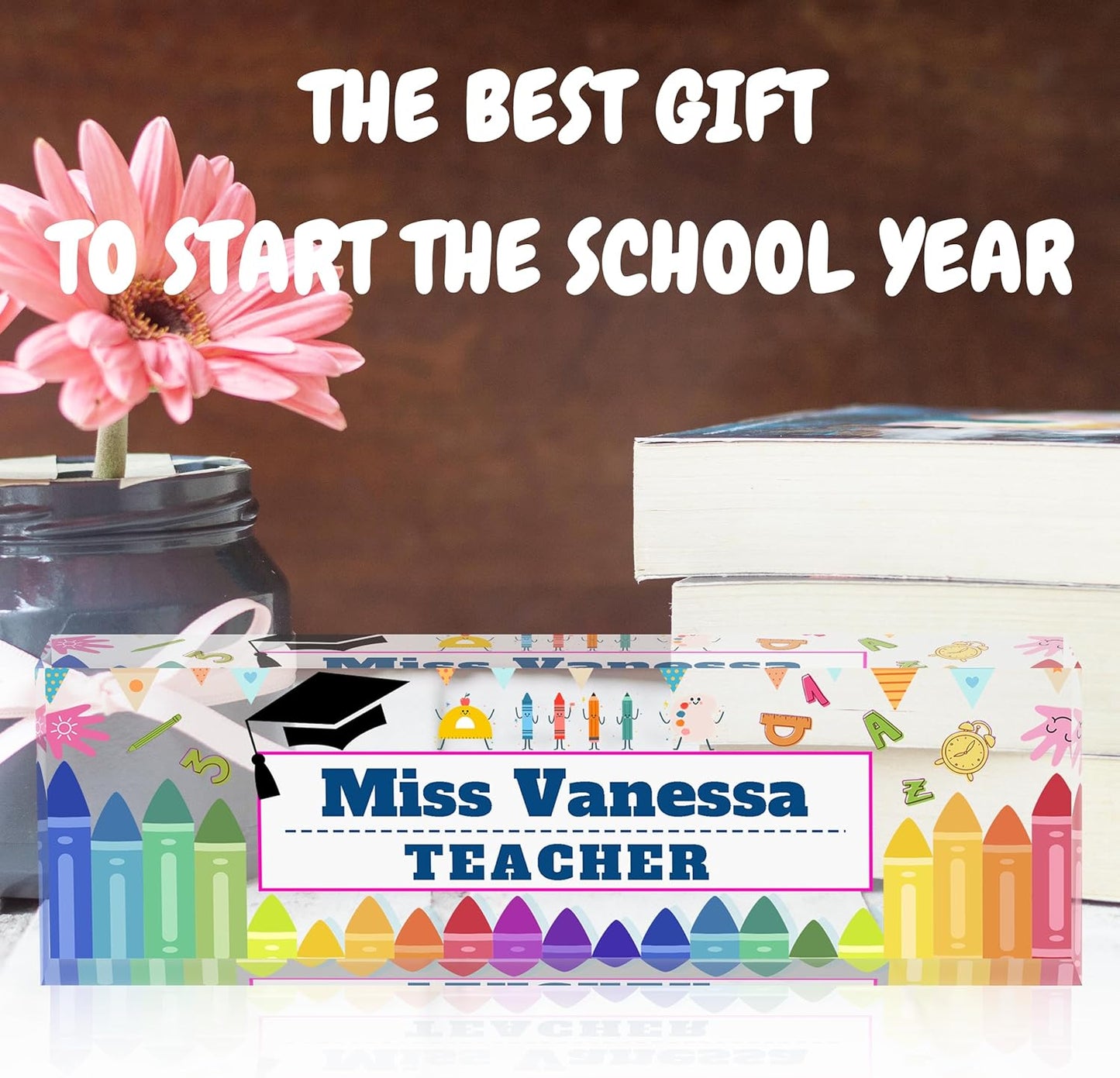 Teacher Name Plates for Desk, Acrylic Name Plate Personalized, Gifts for Teacher Boss Employee Appreciation Office Desk Decor (Kindergarten 1)