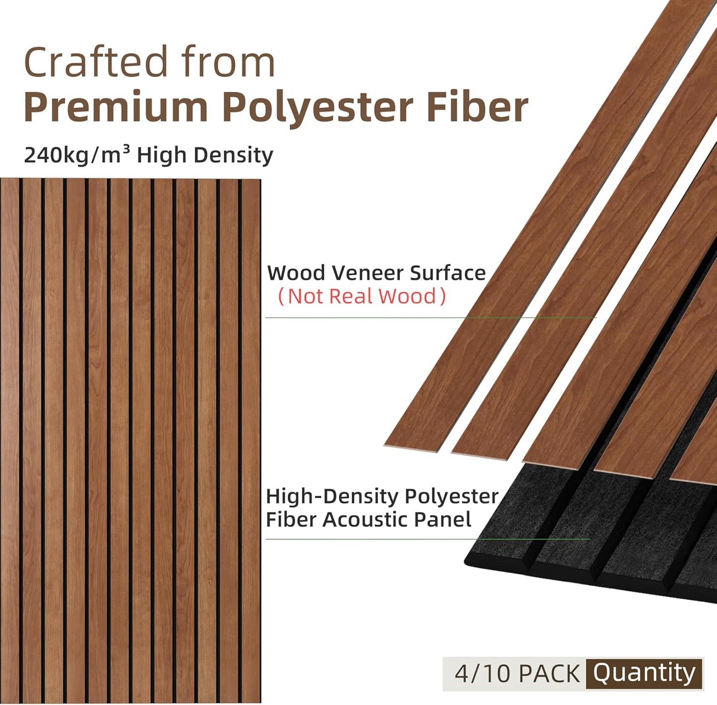 TO-TH Wood-Look Acoustic Panel, 4 Pack 47.2” x 23.6” Soundproof Wall Panels, Decorative Sound Absorbers Large Acoustic Panels for Home, Office, Basement, Cherry