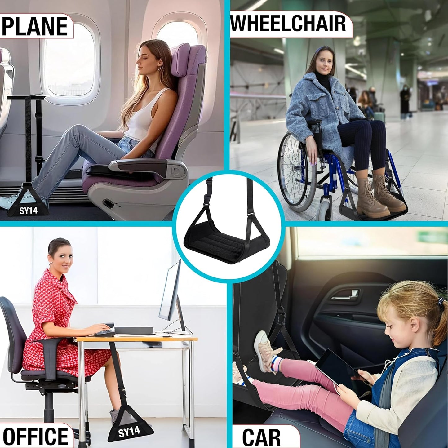 Premium Airplane Foot Hammock – Foot Hanger For Flights Portable Foot Rest For Air Travel Leg Rest For Airplane Travel Under Desk Foot Hammock for travel Gift Men Women Wheelchair footrest replacement