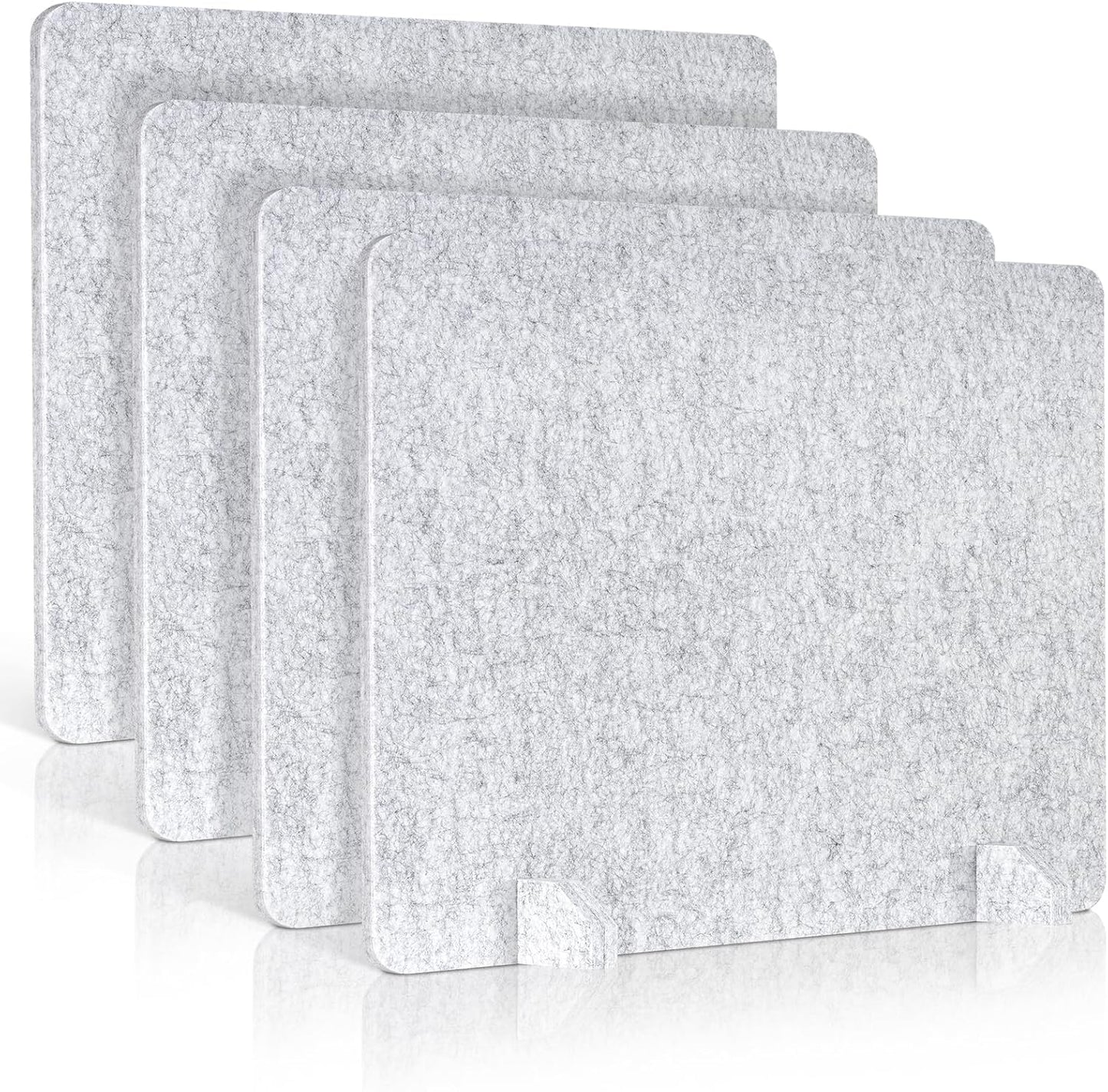 4 Pack Acoustic Desk Dividers - 24" x 20" Freestanding Privacy Panels Set with Noise - Reducing Design Cubicle Sound Proof, Ideal for Office, Classroom, and Home (Silver Gray)