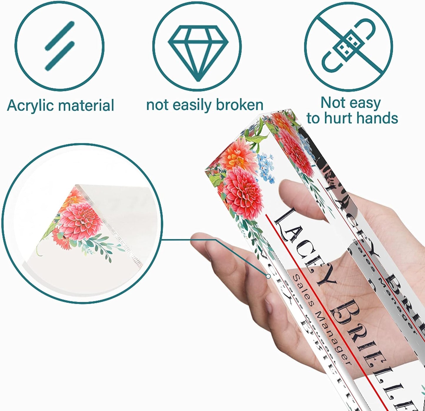 Desk Name Plate Personalized | Office Decor | Name Tags | Desk Decorations for Women Office… (Dahlia)