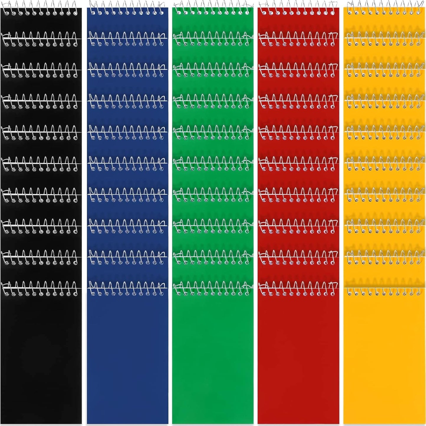 50 Pieces Spiral Memo Pads Bulk 3 x 5 Inch Small Note Pads Top Bound Lined College Ruled Paper Mini Notepad Pocket Spiral Notebooks for School Office Home Supplies, 75 Sheets (Bright Colors)