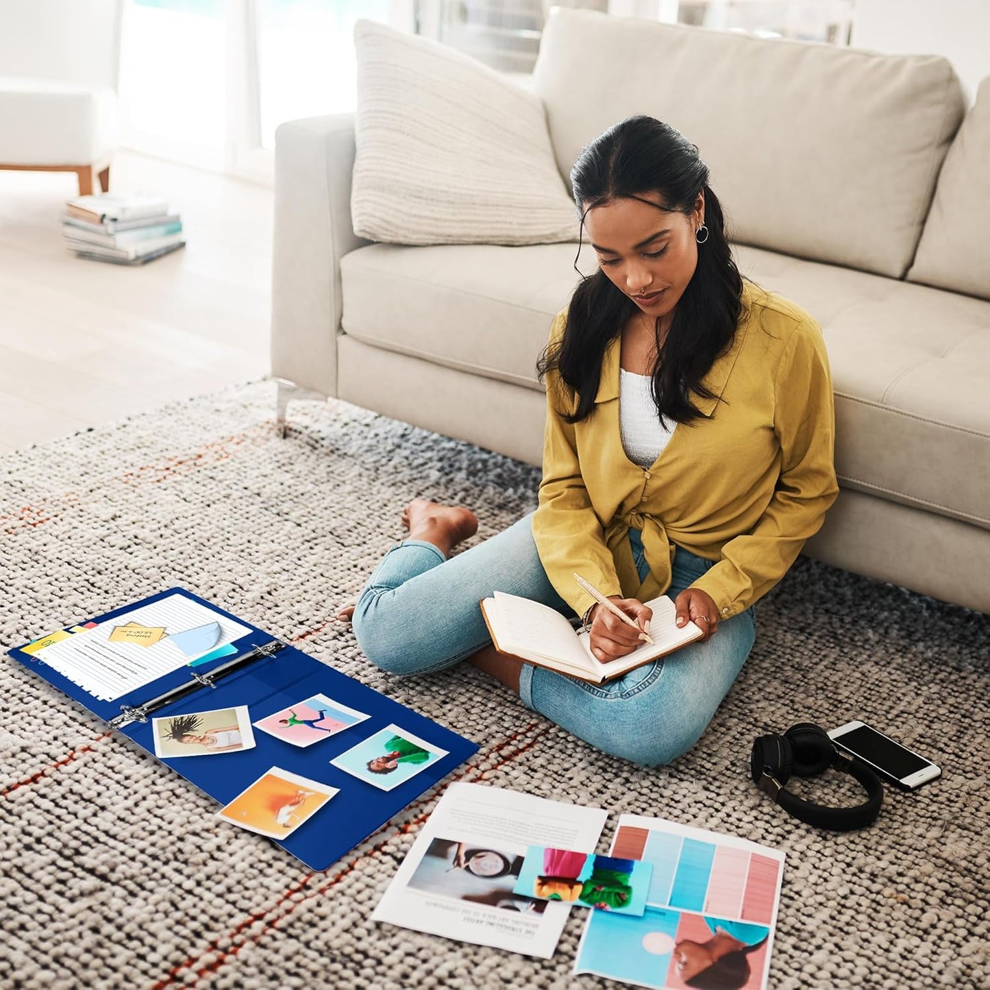 Samsill 1 Inch 3 Ring Binders, Made in USA, Economy Round Ring, Clear View Cover, 200 Sheet Capacity - for School, Home, Office - Blue, 4 Pack