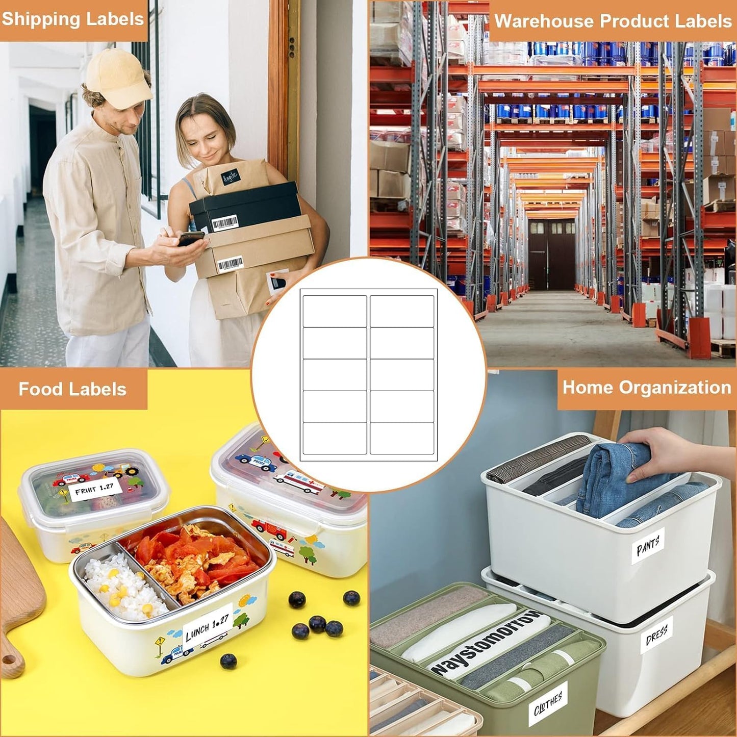 10up 30 Sheets Sticker Labels Compatible Laser/Ink Jet Shipping Labels, 2" X 4" Labels for Shipping/Mailing (300 Labels)