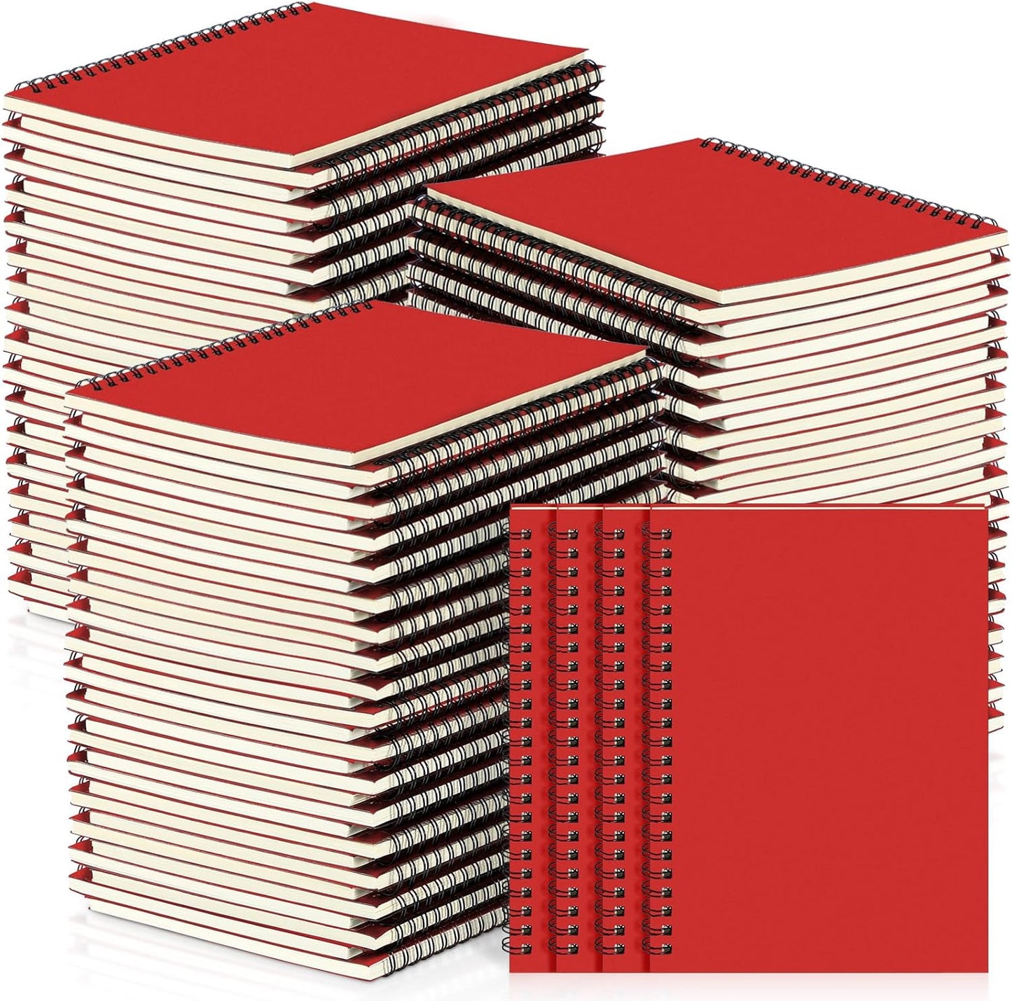 Yahenda Spiral Notebook Bulk A5 Journal Lined 8.3'' x 5.5'' Writing Composition Paper Small Notepad Subject Notebook for Students Office Business Back to School Supplies(Red,54 Pcs)