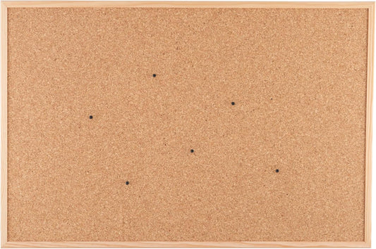 Go4Cork Framed Cork Bulletin Board - 23.6”x 15.7” | Premium Double-Sided Pine Frame Eco Cork Memoboard | Office, Home & Classroom Organization Decor | Pushpins & Set Up Accessories Included