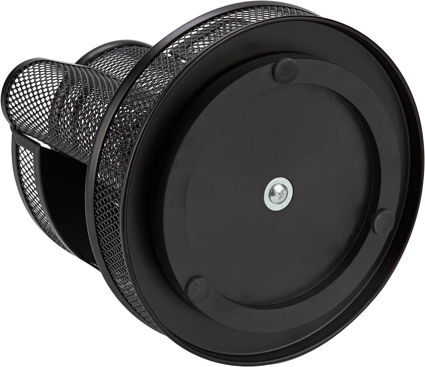 Annova Mesh Desk Organizer Rotate with 5 Compartments Round Spinning Tidy Candy/Pen Holder Desk Accessories Office, Art Supply, Storage, Classroom, Home (Black)